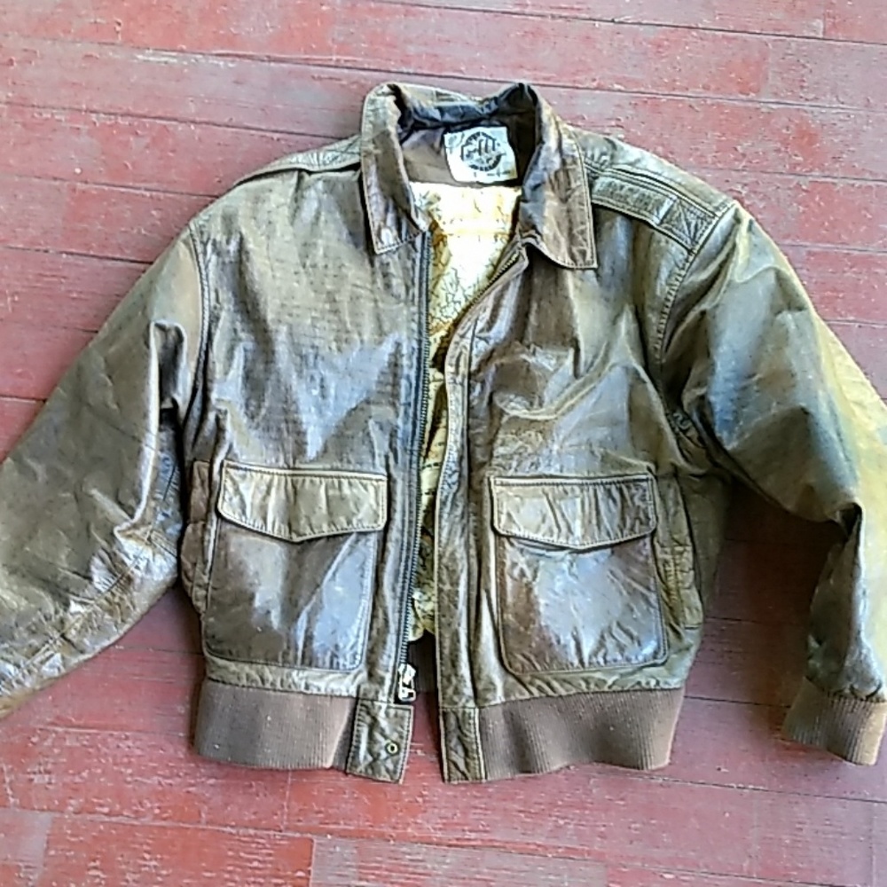 Vintage leather bomber jacket